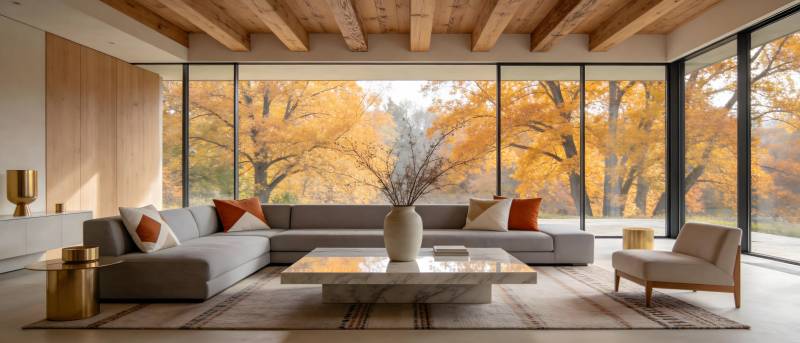 秋日客厅美景图片