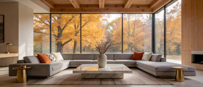 秋日客厅美景图片