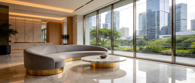 现代客厅全景窗图片