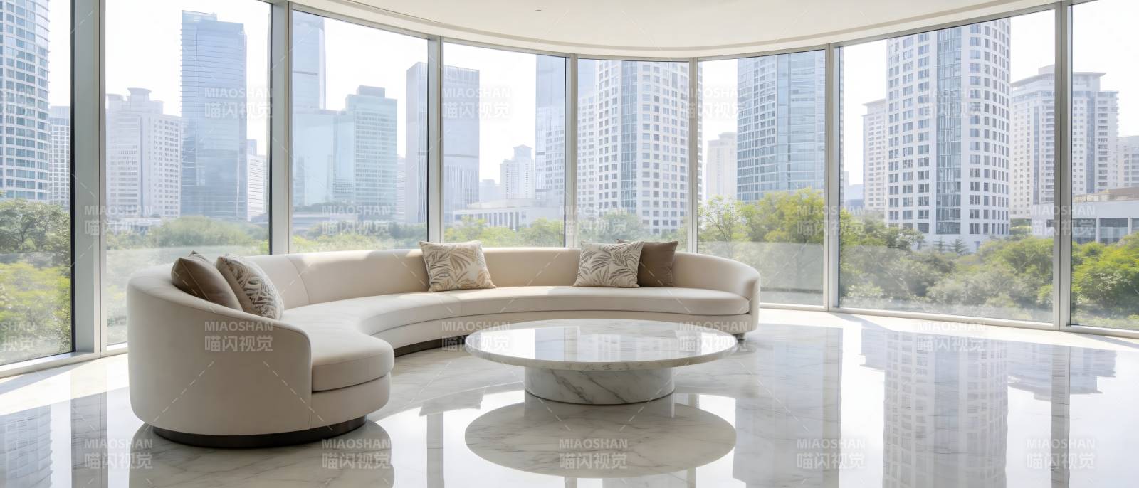 现代都市客厅全景图片