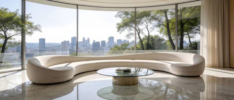 现代客厅全景窗景图片