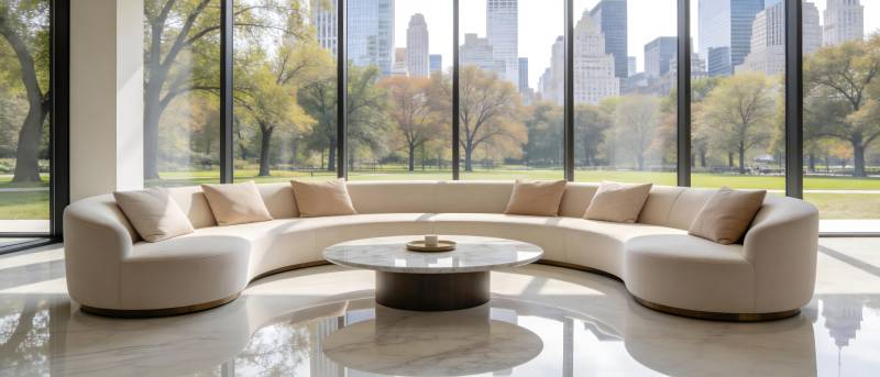 现代客厅全景窗景图片