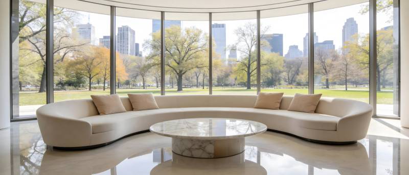 现代客厅全景窗景图片