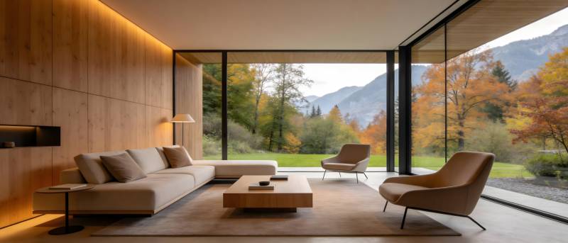 现代客厅秋景图图片