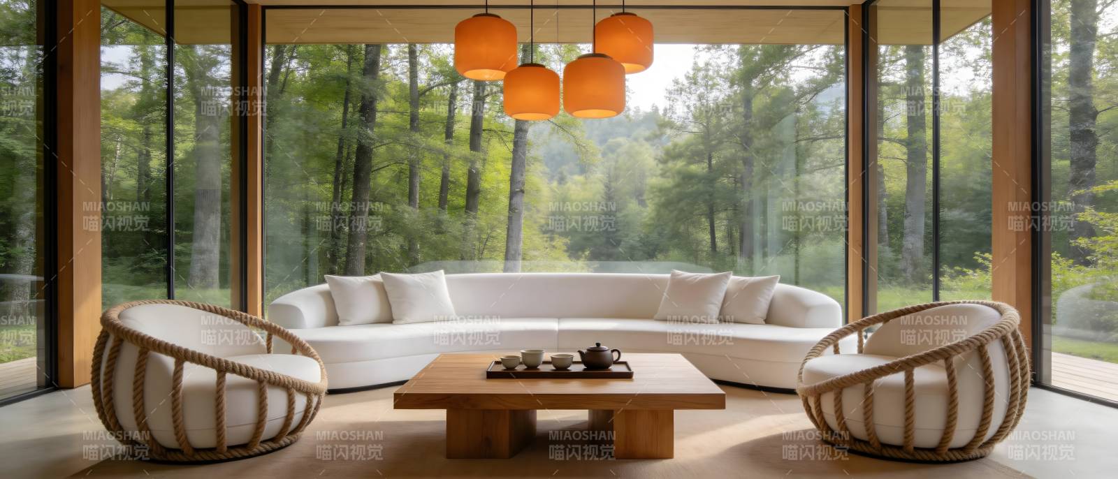 森林中的现代客厅图片