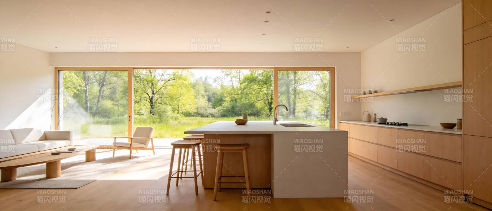 现代简约厨房客厅图片