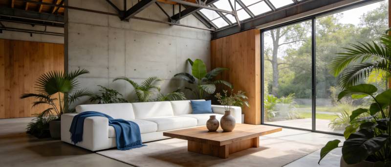 现代客厅绿植环绕图片