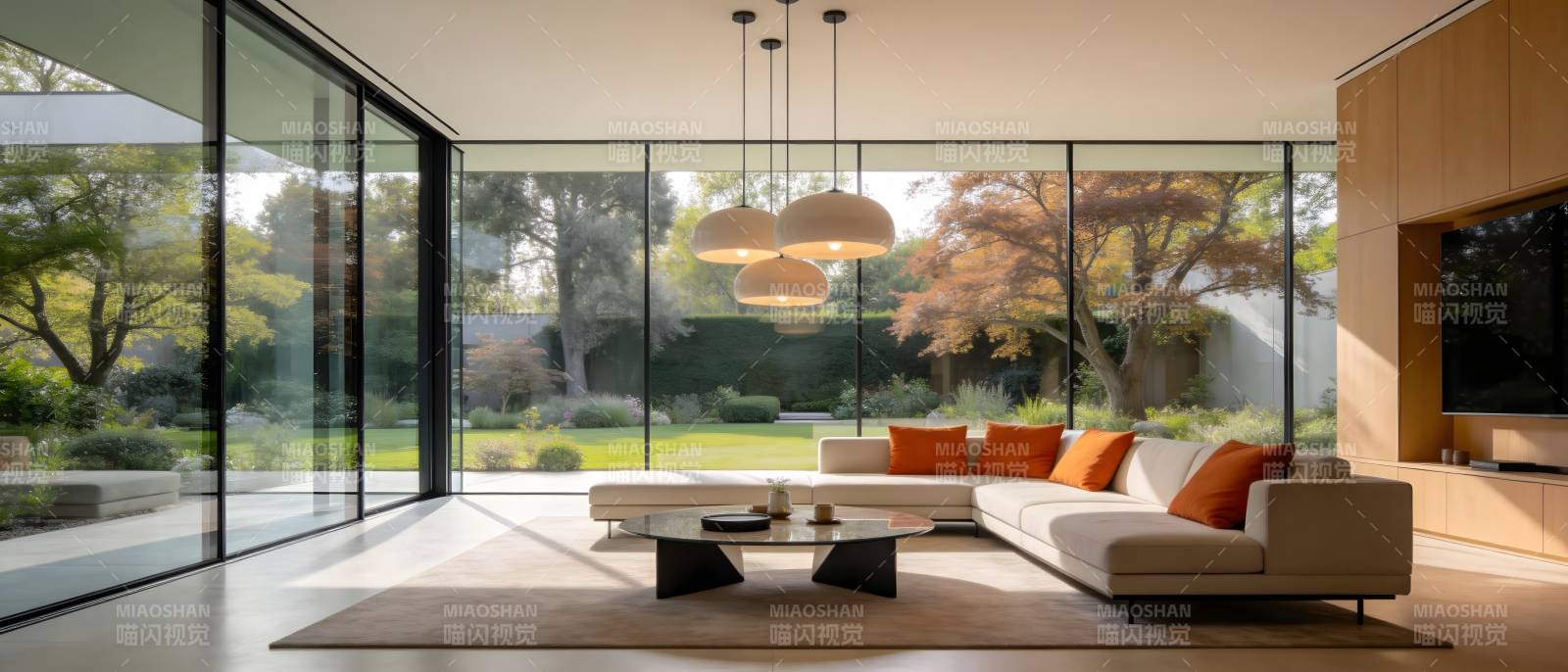 现代客厅全景图图片