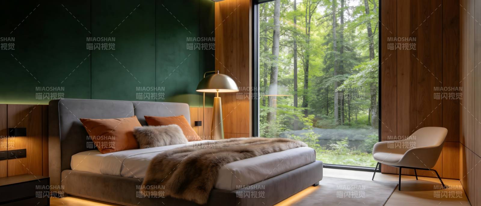 森林中的现代卧室图片