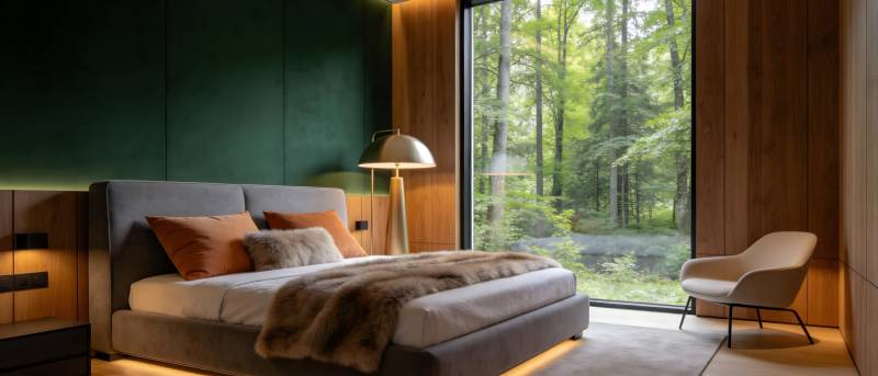森林中的现代卧室图片