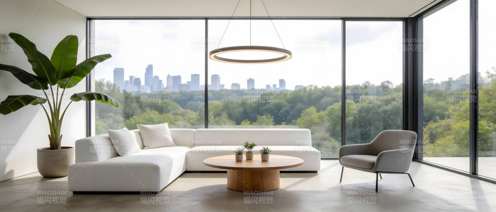 现代客厅全景窗图片