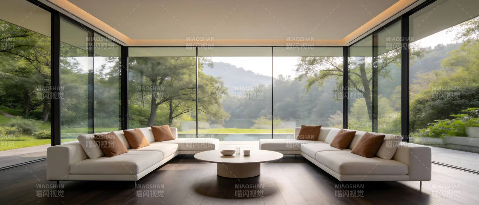 现代客厅全景窗图片