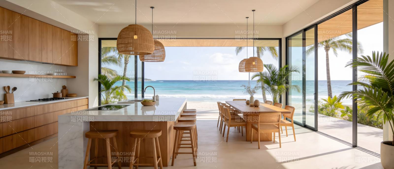 海边现代厨房餐厅图片