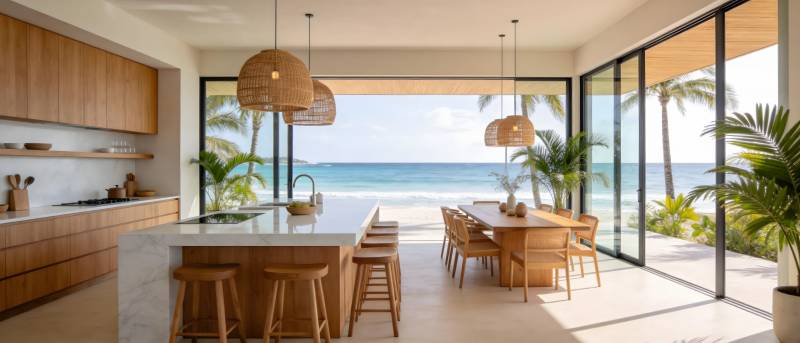 海边现代厨房餐厅图片