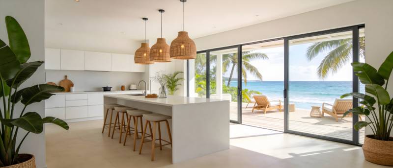 海边现代厨房美景图片