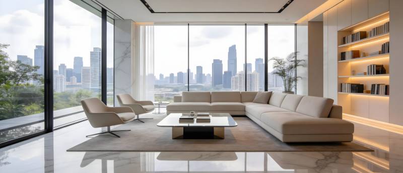 现代都市客厅全景图片