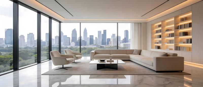 现代都市客厅全景图片