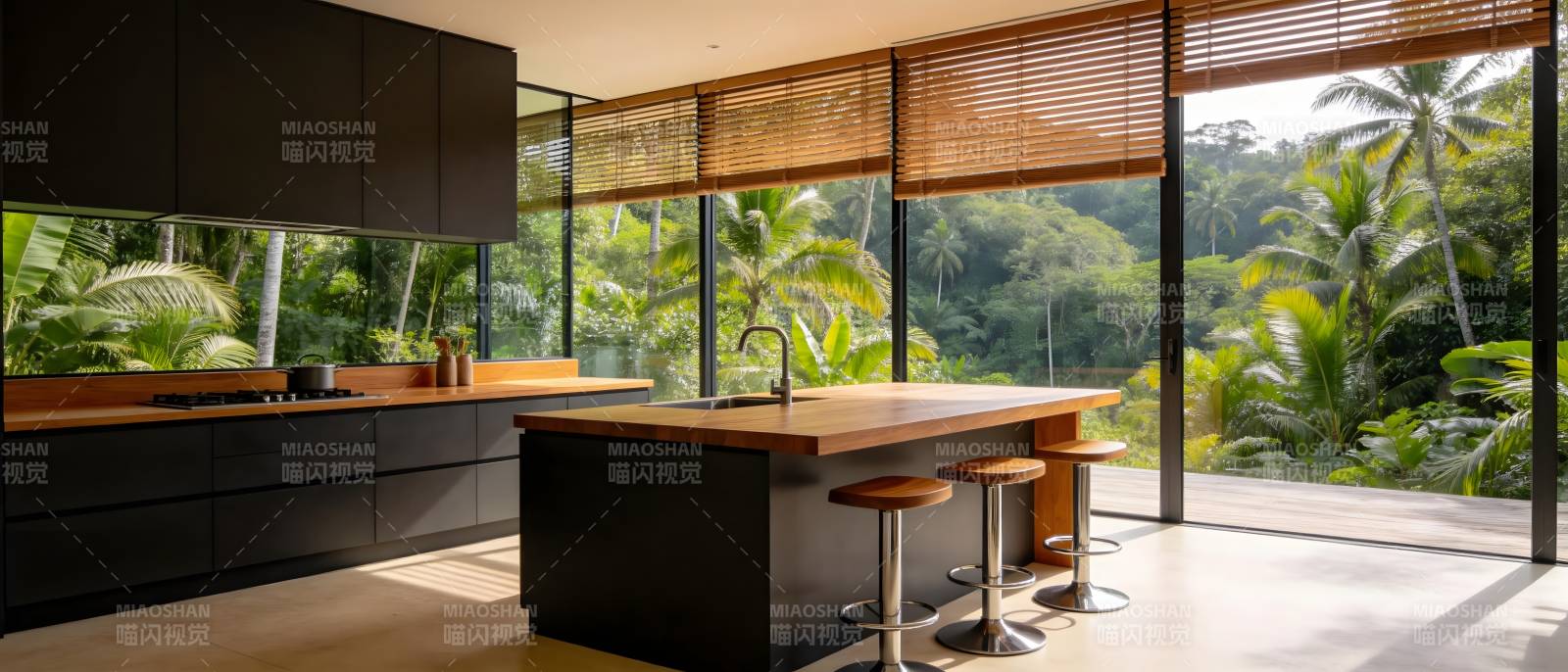 现代厨房热带风光图片