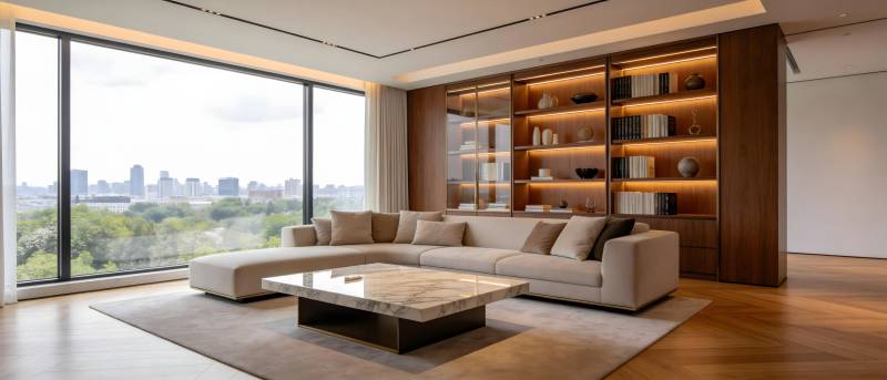 现代客厅全景窗图片