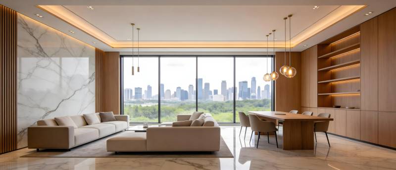 现代都市客厅全景图片