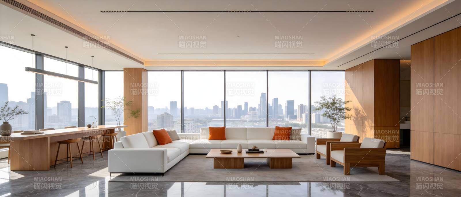 现代都市客厅全景图片