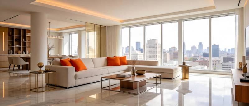 现代都市客厅全景图片
