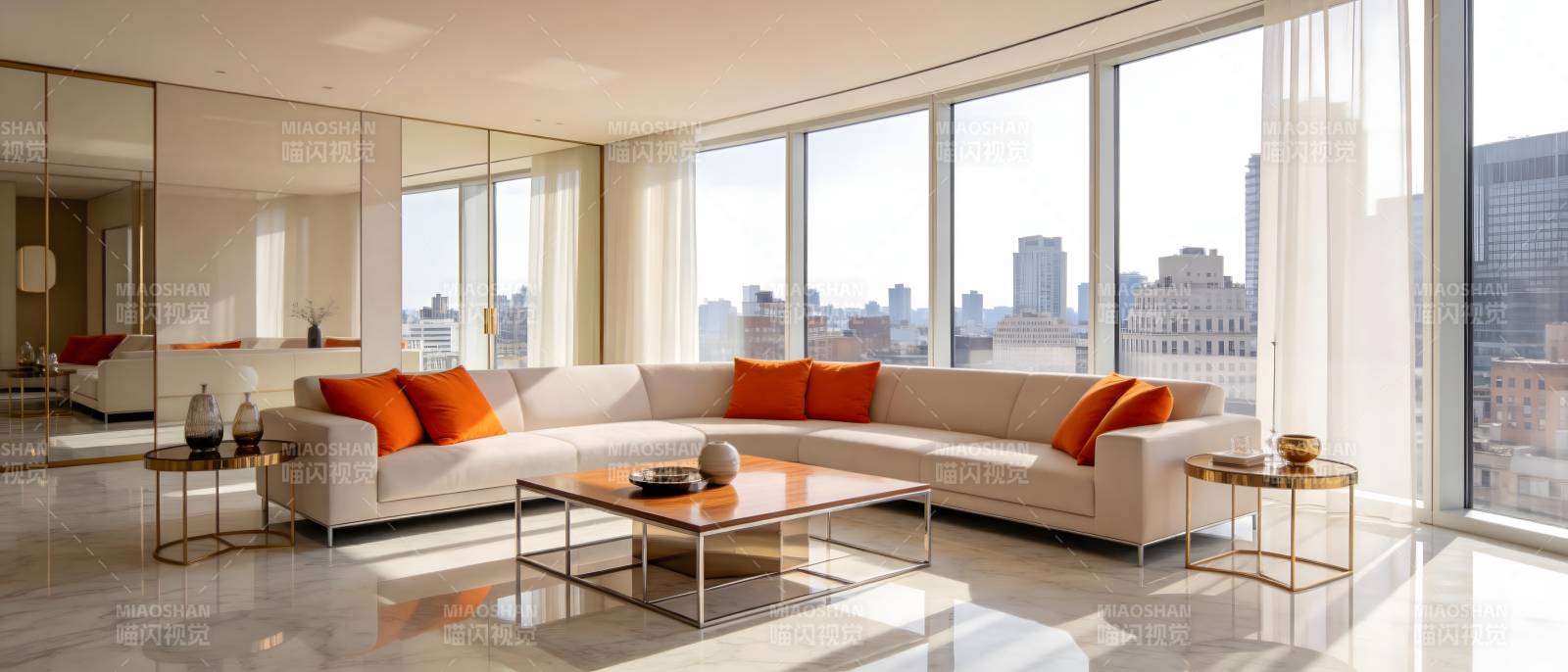 现代都市客厅美景图片