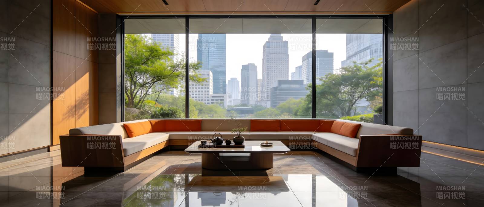 现代都市客厅美景图片