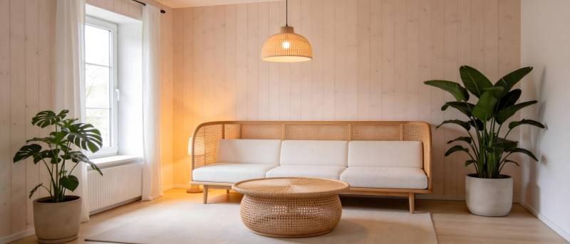 温馨木纹客厅一角图片