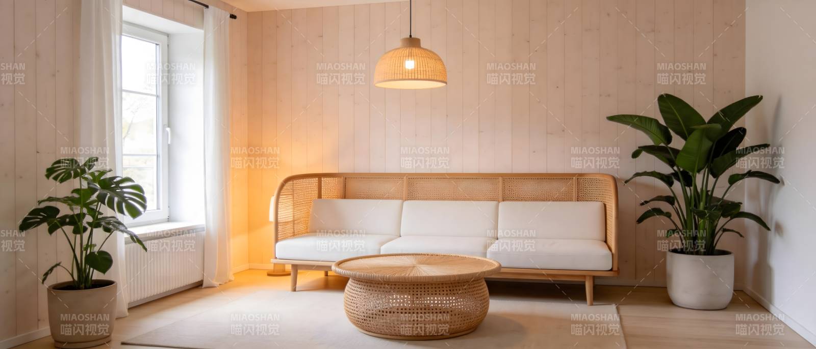 温馨木纹客厅一角图片