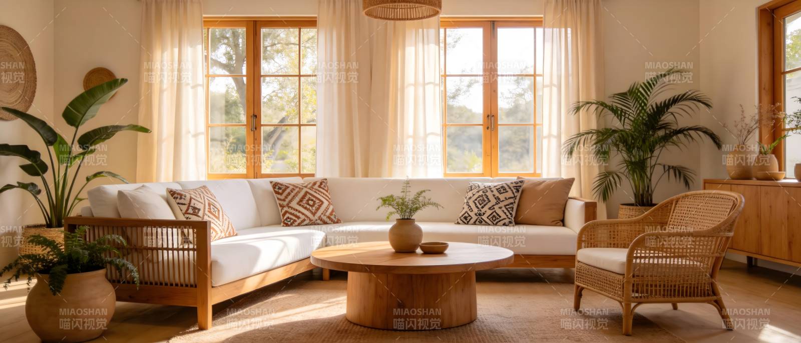 温馨自然客厅一角图片