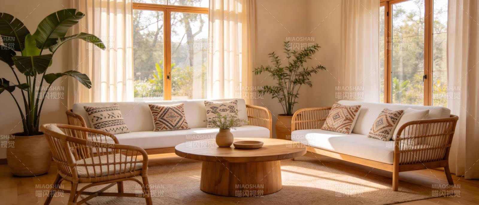 温馨自然客厅一角图片