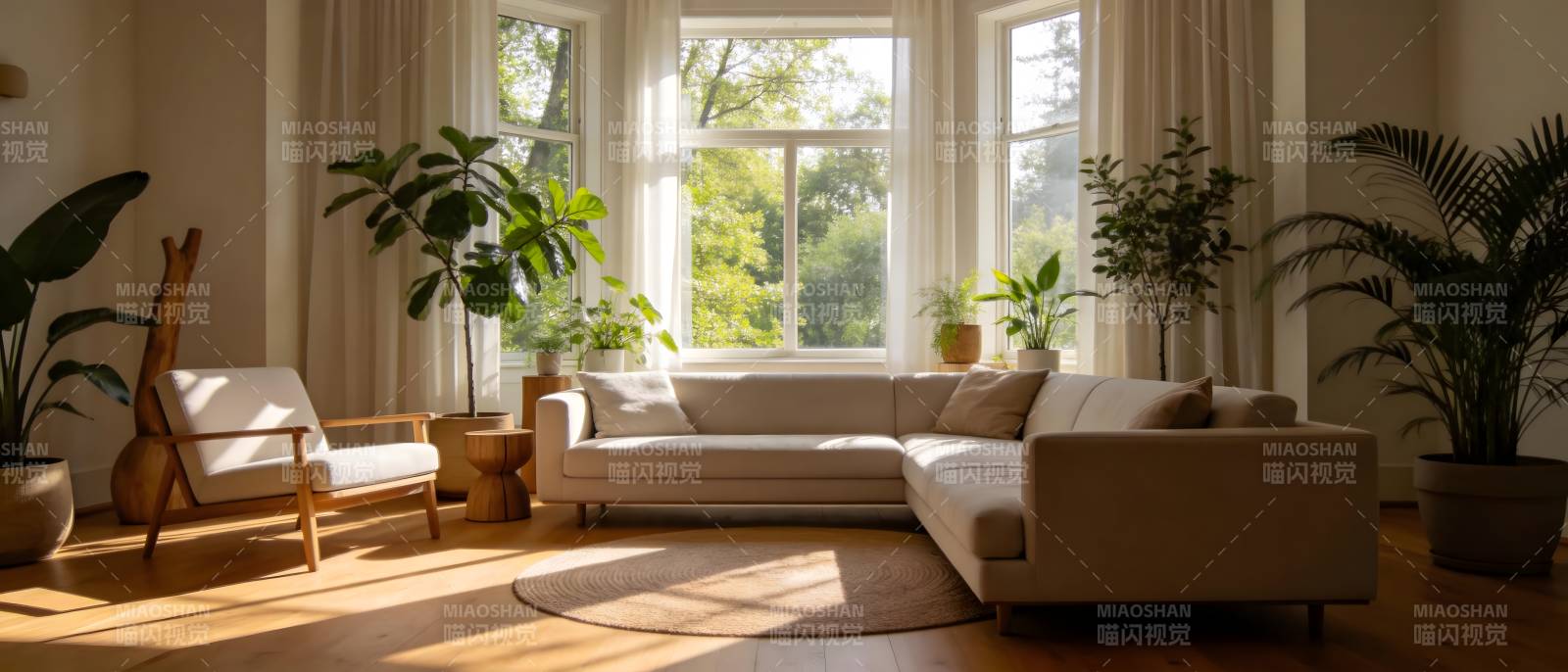 阳光客厅绿植环绕图片