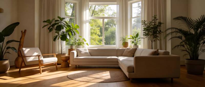 阳光客厅绿植环绕图片