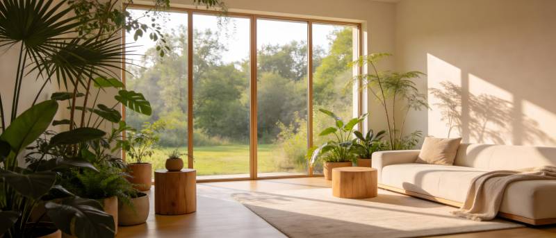 阳光满屋绿意盎然图片