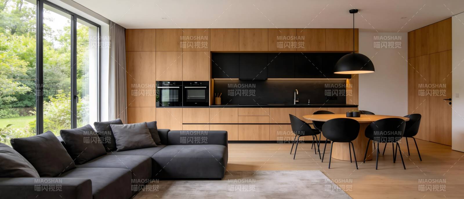 现代简约客厅厨房图片