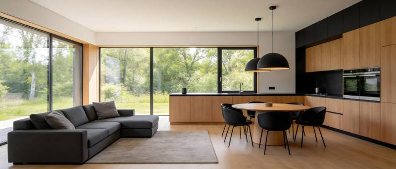 现代简约客厅厨房图片