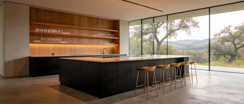 现代厨房全景图图片