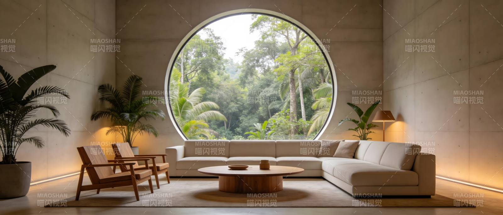 现代客厅 绿意盎然图片