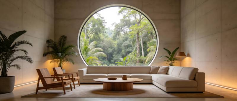 现代客厅 绿意盎然图片