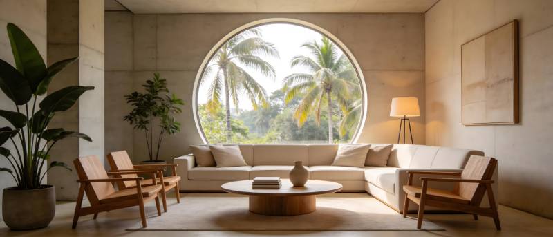 现代客厅 绿意盎然图片