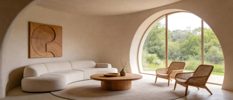 弧形窗景客厅图片