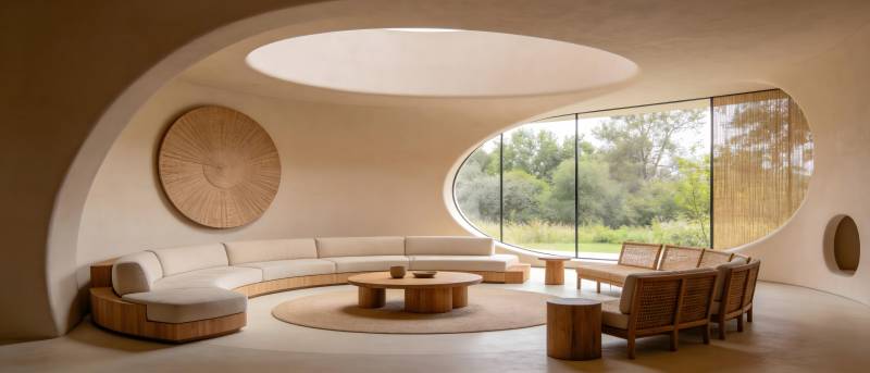 现代弧形客厅设计图片