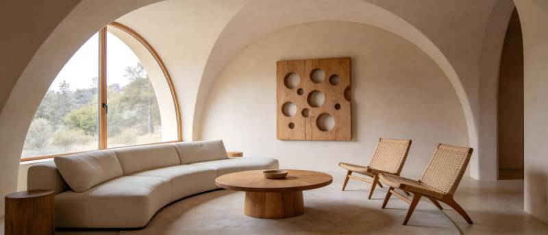 拱形窗畔静谧客厅图片