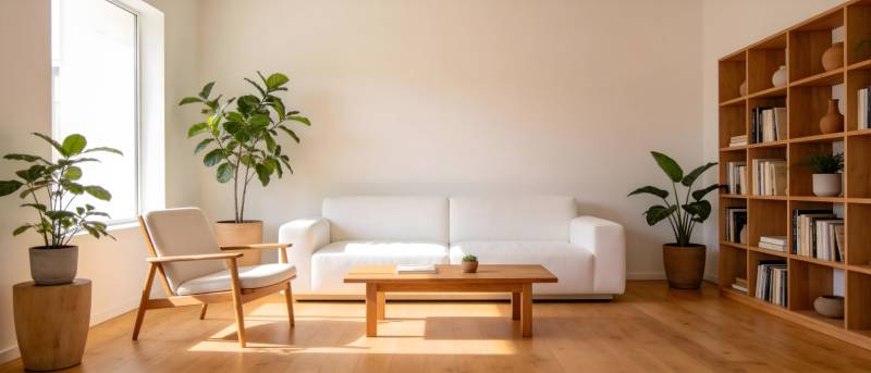 简约客厅绿植点缀图片