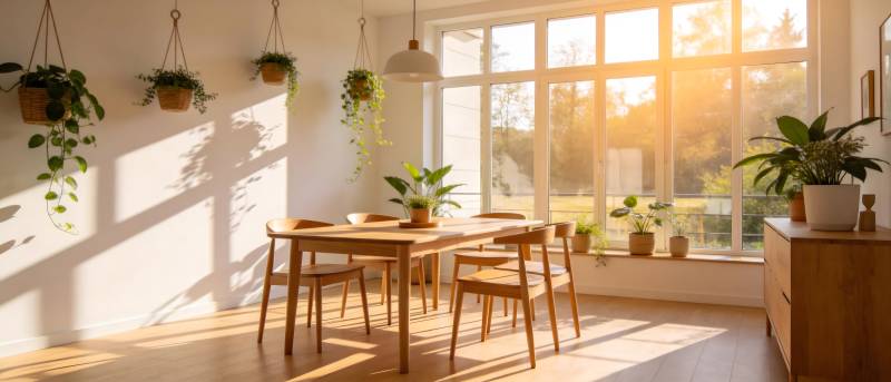 阳光满溢的温馨餐厅图片