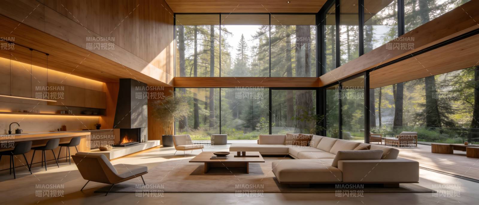 森林中的现代居所图片