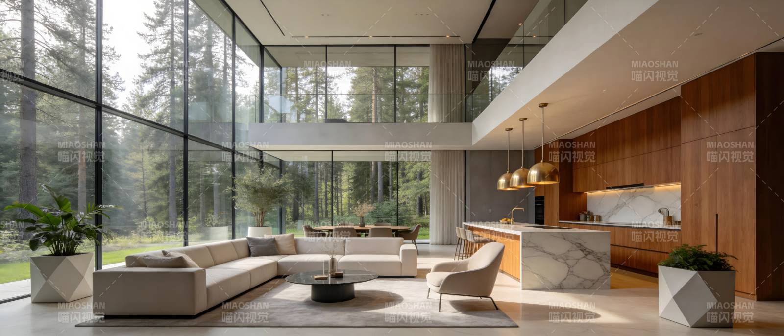 现代森林豪宅客厅图片