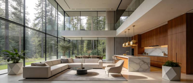 现代森林豪宅客厅图片