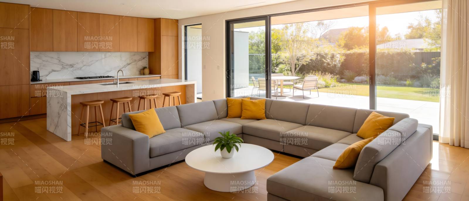 现代客厅全景图图片